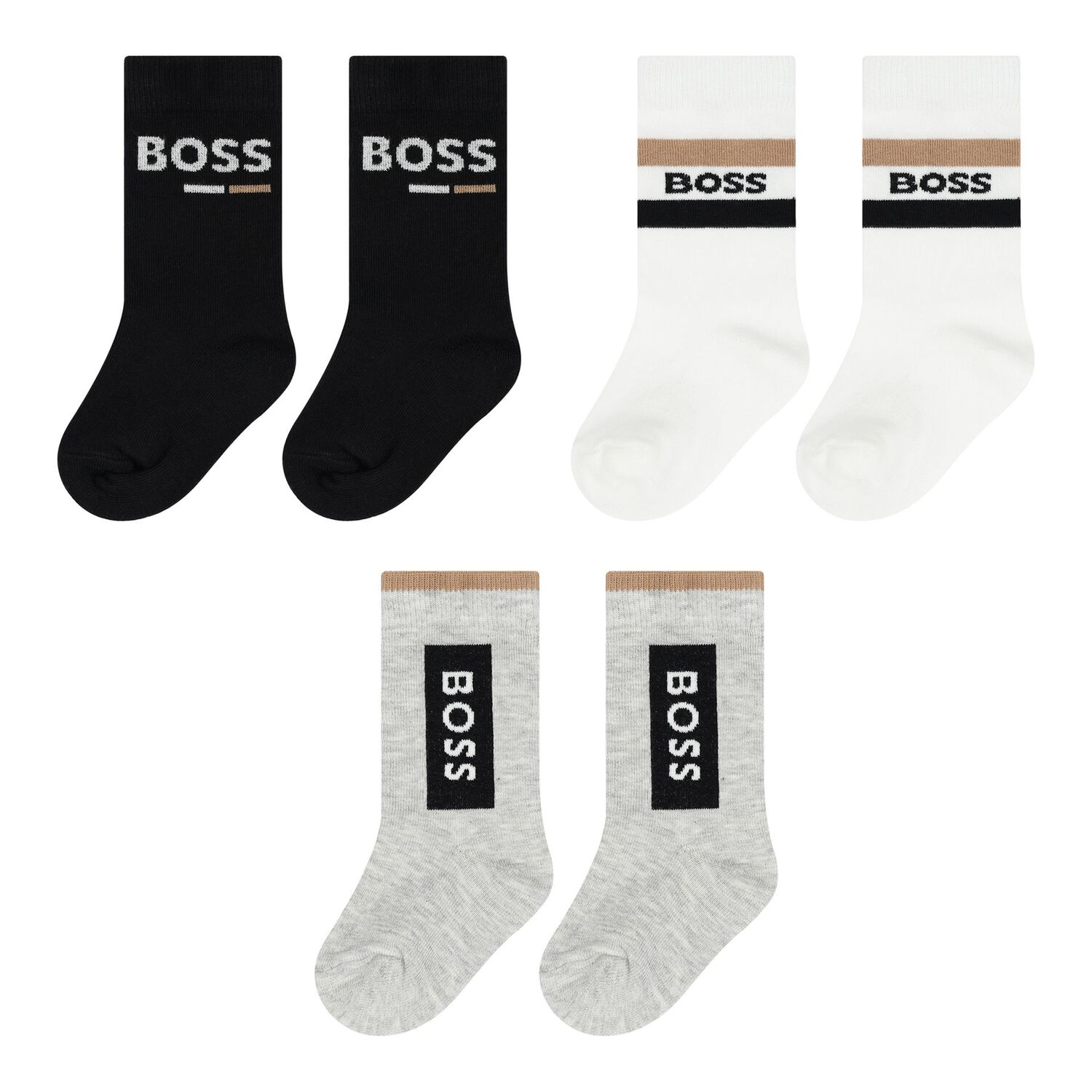 Baby Boys Multi-Colored Logo Socks ( 3-Pack ), 1, hi-res
