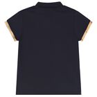 Boys Navy Blue Geo Map Polo Shirt, 1, hi-res