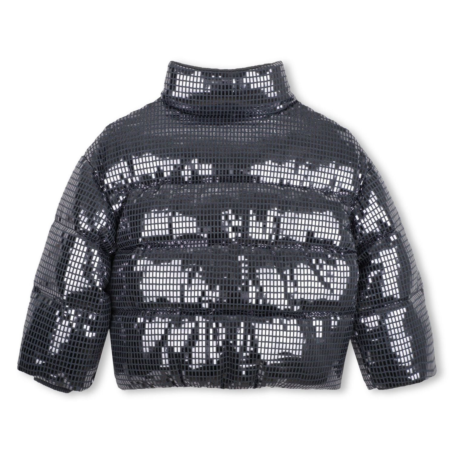 Girls Grey Disco Ball Padded Puffer Jacket, 1, hi-res