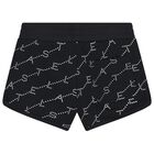 Girls Black Logo Shorts, 1, hi-res