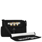 Black Teddy Bear Logo Baby Changing Bag, 1, hi-res