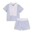 Baby Boys White & Blue Knitted Shorts Set, 2, hi-res