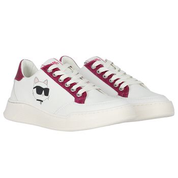 Girls White Logo Trainers