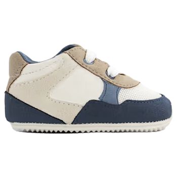 Baby Boys Ivory & Navy Blue Pre Walker Shoes