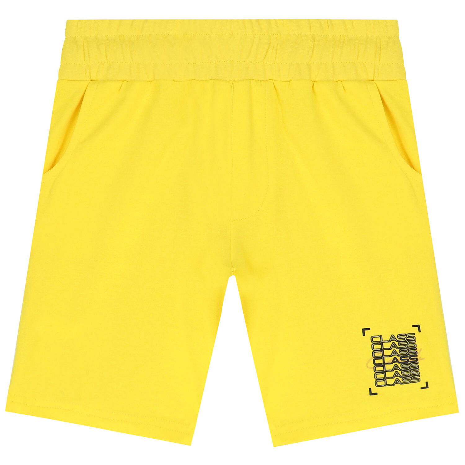 Boys Yellow & Gold Logo Shorts, 1, hi-res