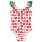 Girls Strawberry Print Swimsuit, 1, hi-res
