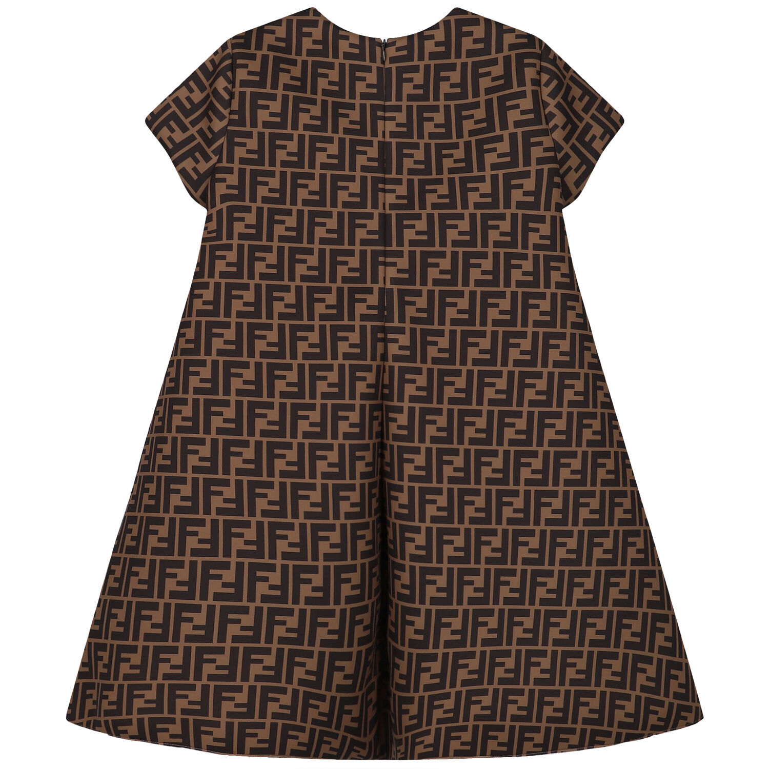 Girls Beige FF Logo Dress, 1, hi-res