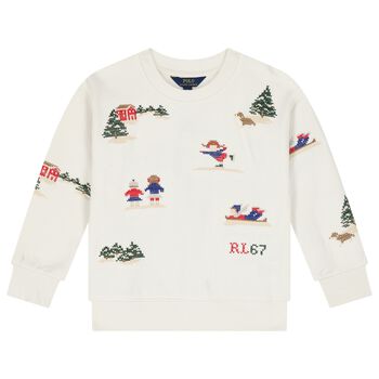 Girls Ivory Festive Sweatshirt