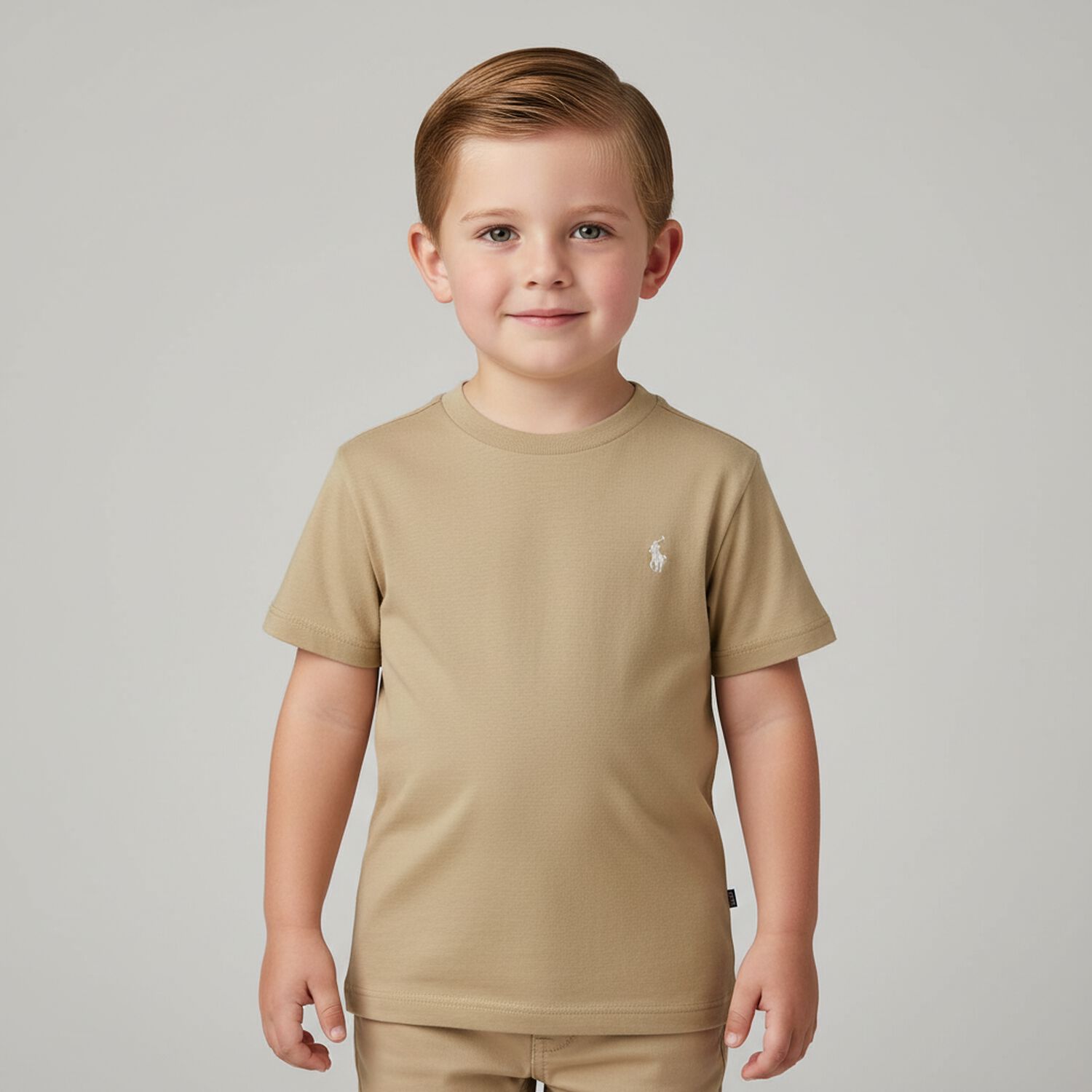 Boys Beige Logo T-Shirt, 1, hi-res