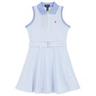 Girls Blue Logo Polo Dress , 1, hi-res