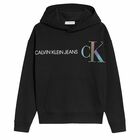 Boys Black Logo Hooded Top, 1, hi-res