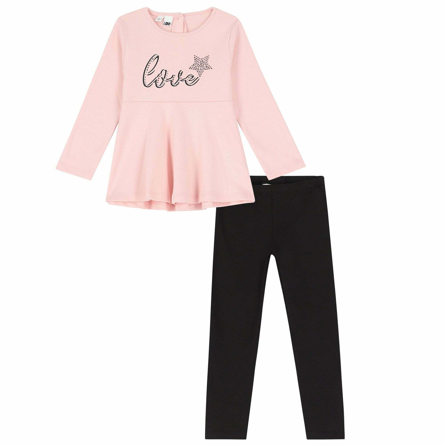 Girls Pink & Black Leggings Set, 1, hi-res