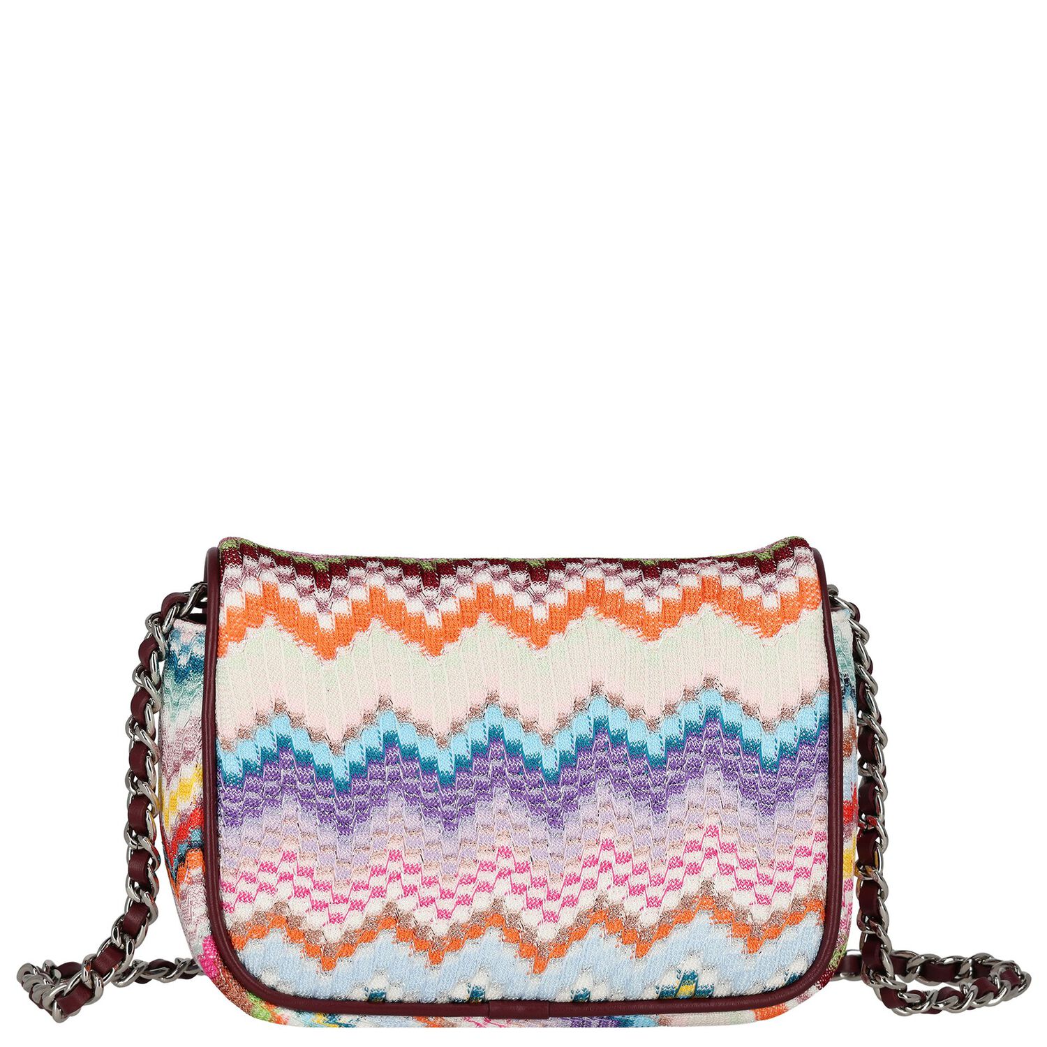 Girls Pink Zig Zag Shoulder Bag ( 17cm ), 1, hi-res