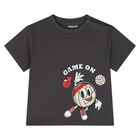 Younger Boys Grey Football T-Shirt, 2, hi-res