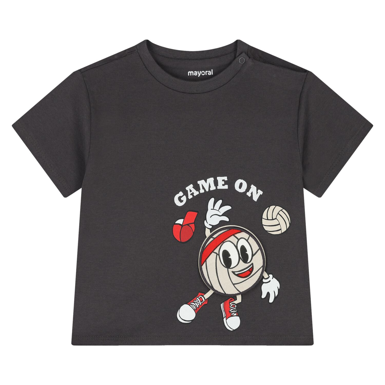 Younger Boys Grey Football T-Shirt, 2, hi-res