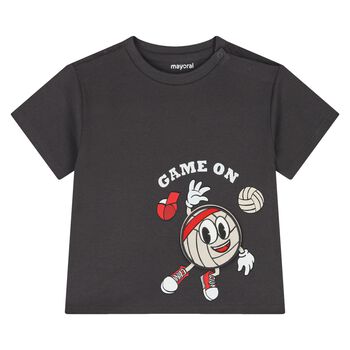 Younger Boys Grey Football T-Shirt