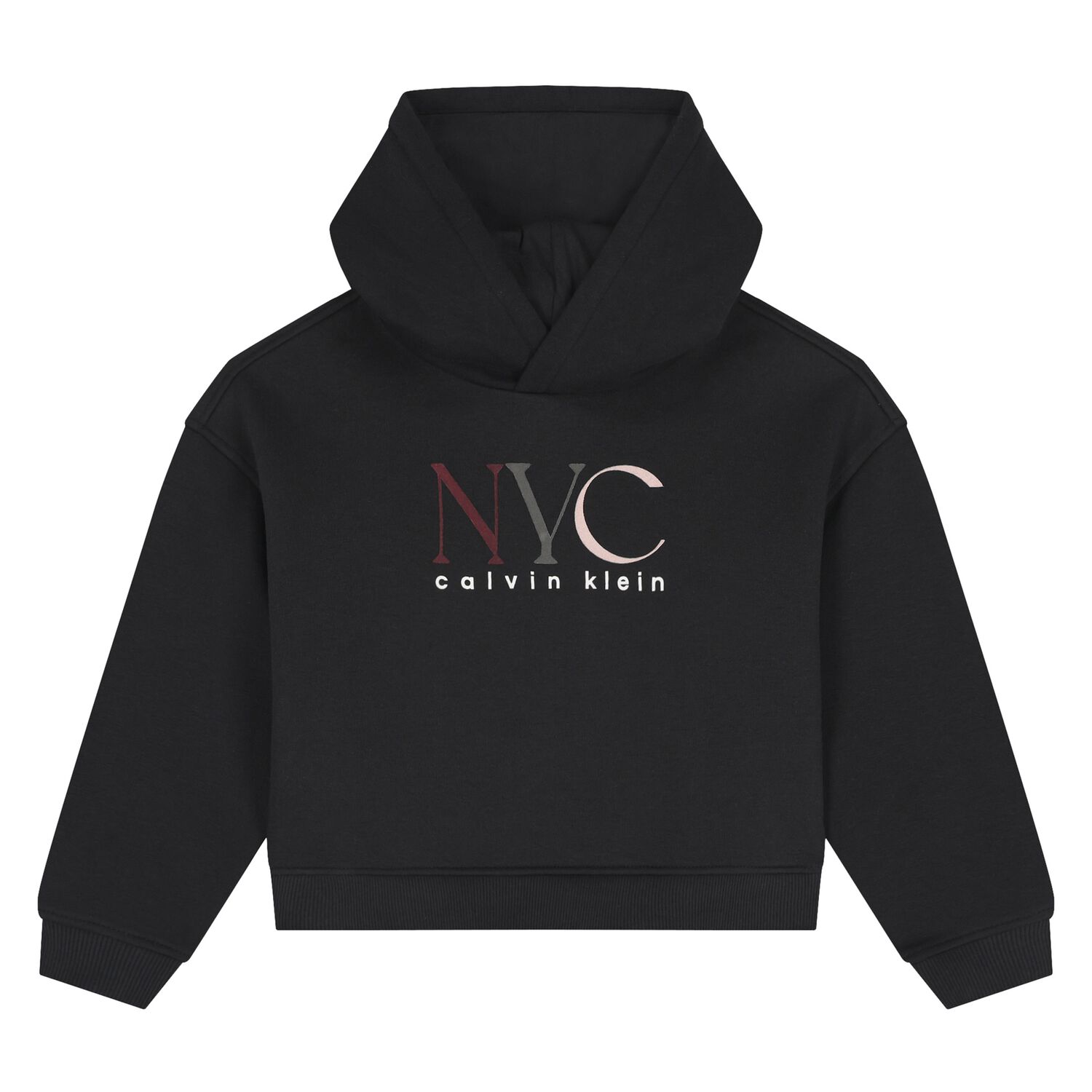 Girls Black Logo Hooded Top, 1, hi-res