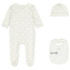Baby Girls Ivory & Gold Logo Babygrow Gift Set, 1, hi-res