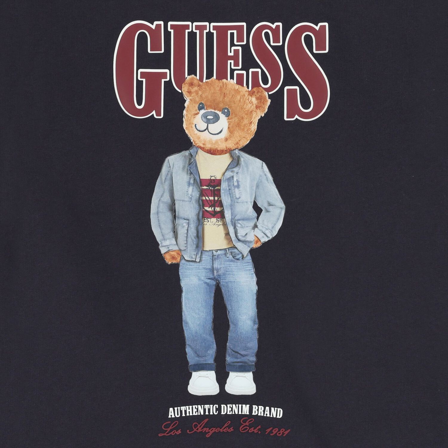 Boys Navy Blue Teddy Bear Logo Sweatshirt, 3, hi-res