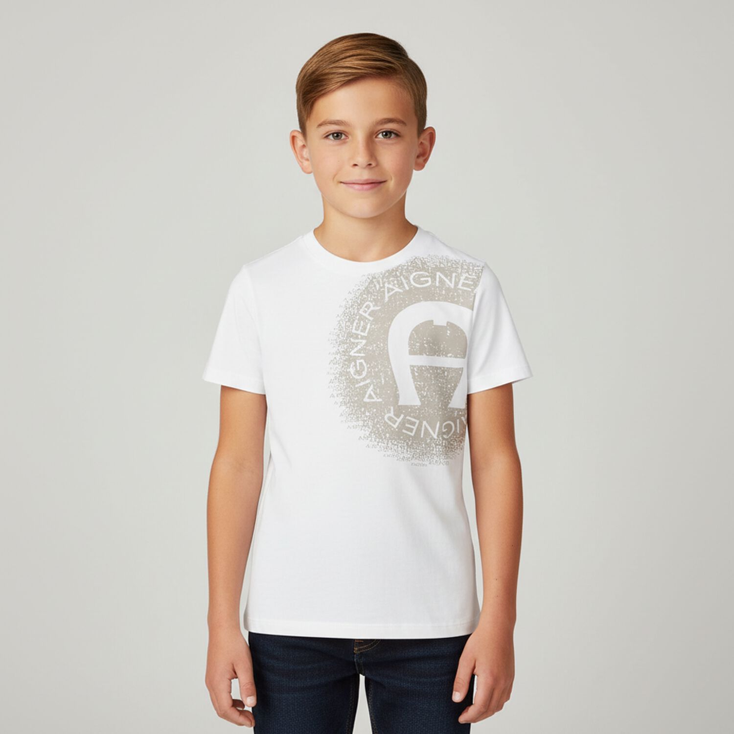 Boys White Logo T-Shirt, 1, hi-res