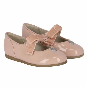 Younger Girls Pink Logo Ballerina Shoes