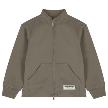 Beige Logo Zip Up Top
