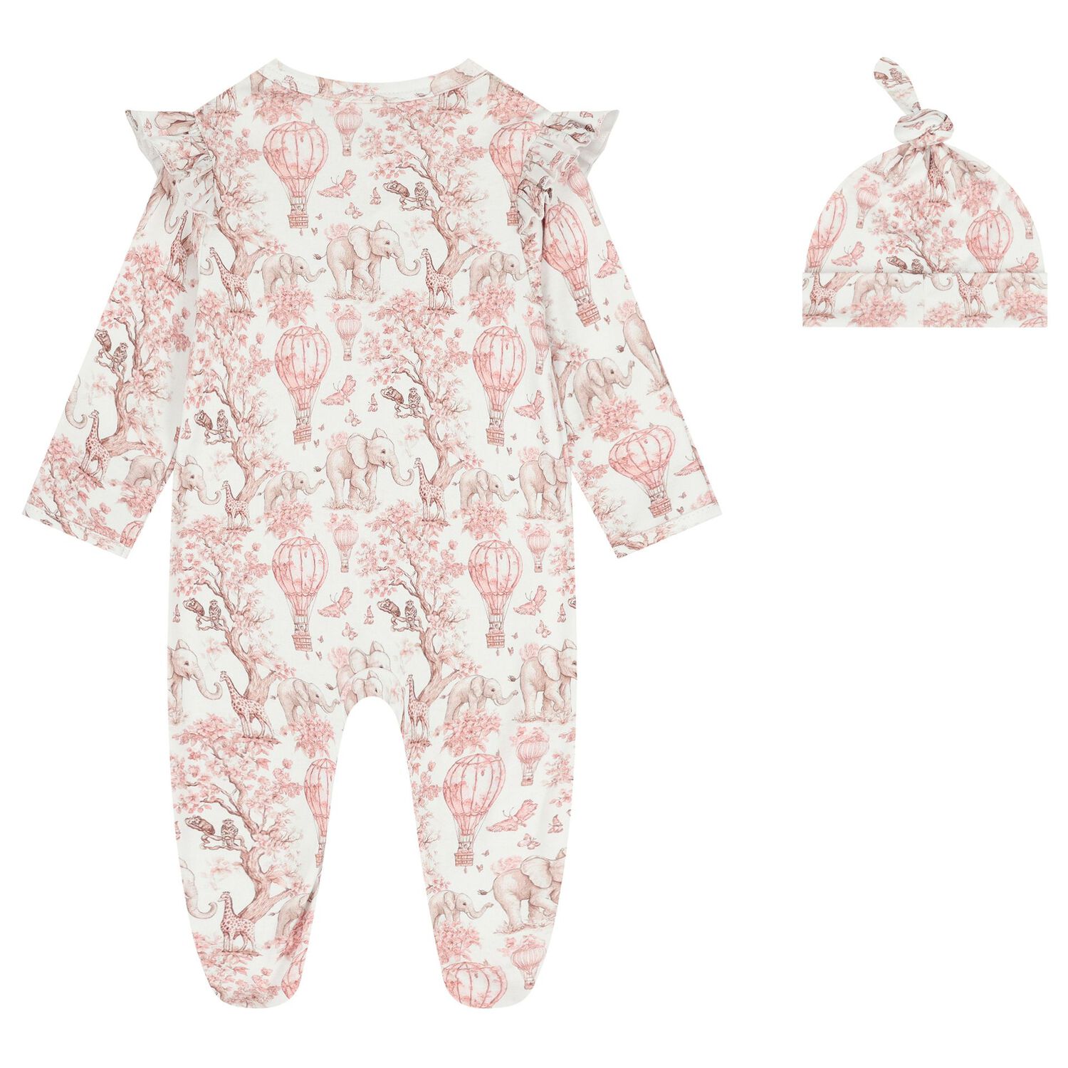 Baby Girls White & Pink Africa Babygrow Gift Set  , 1, hi-res