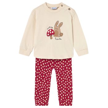 Younger Girls Ivory & Red Leggings Set