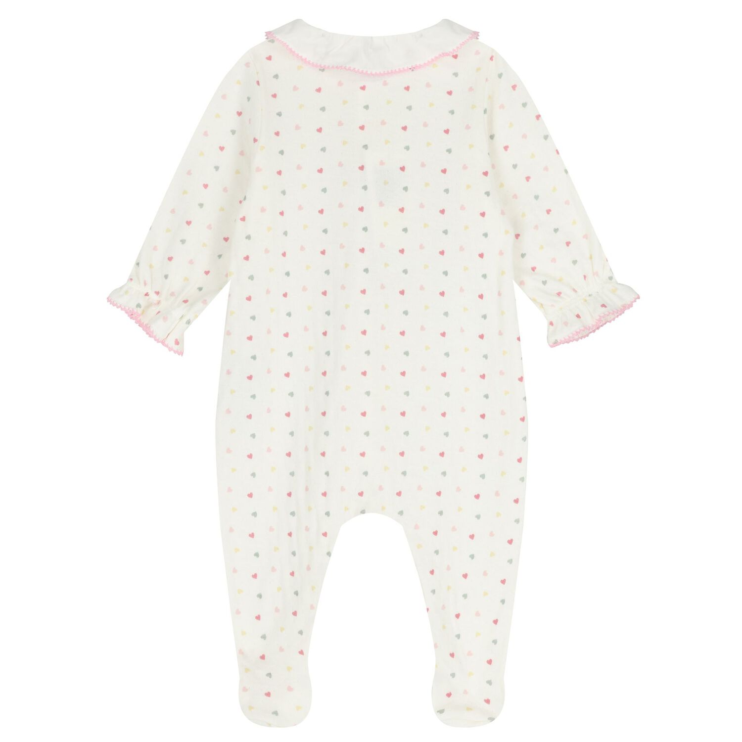 Baby Girls Ivory & Pink Heart Babygrow, 1, hi-res