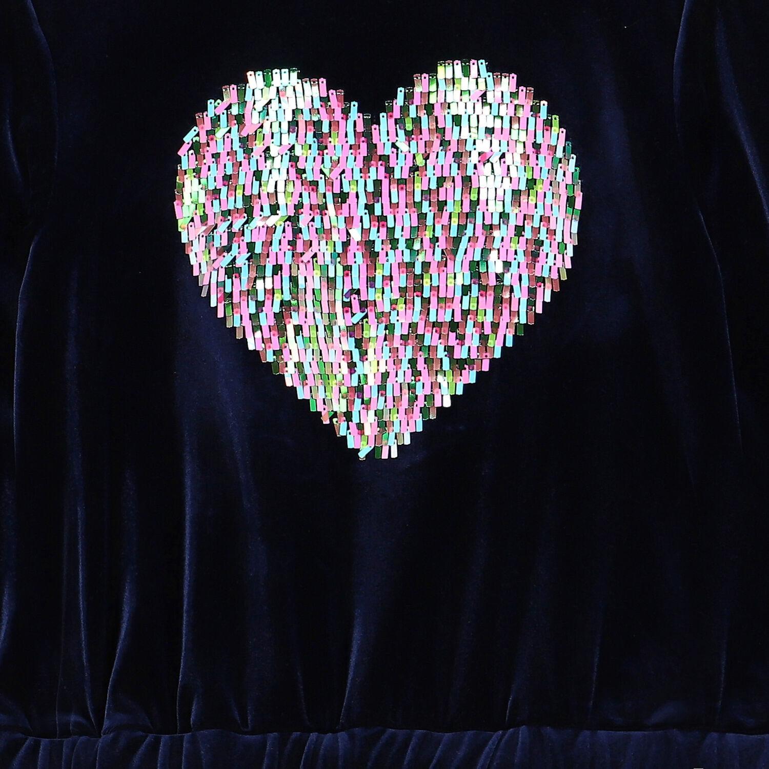 Girls Navy Blue Sequin Velour Dress, 1, hi-res