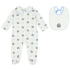 Baby Boys Ivory & Blue Babygrow Set, 1, hi-res