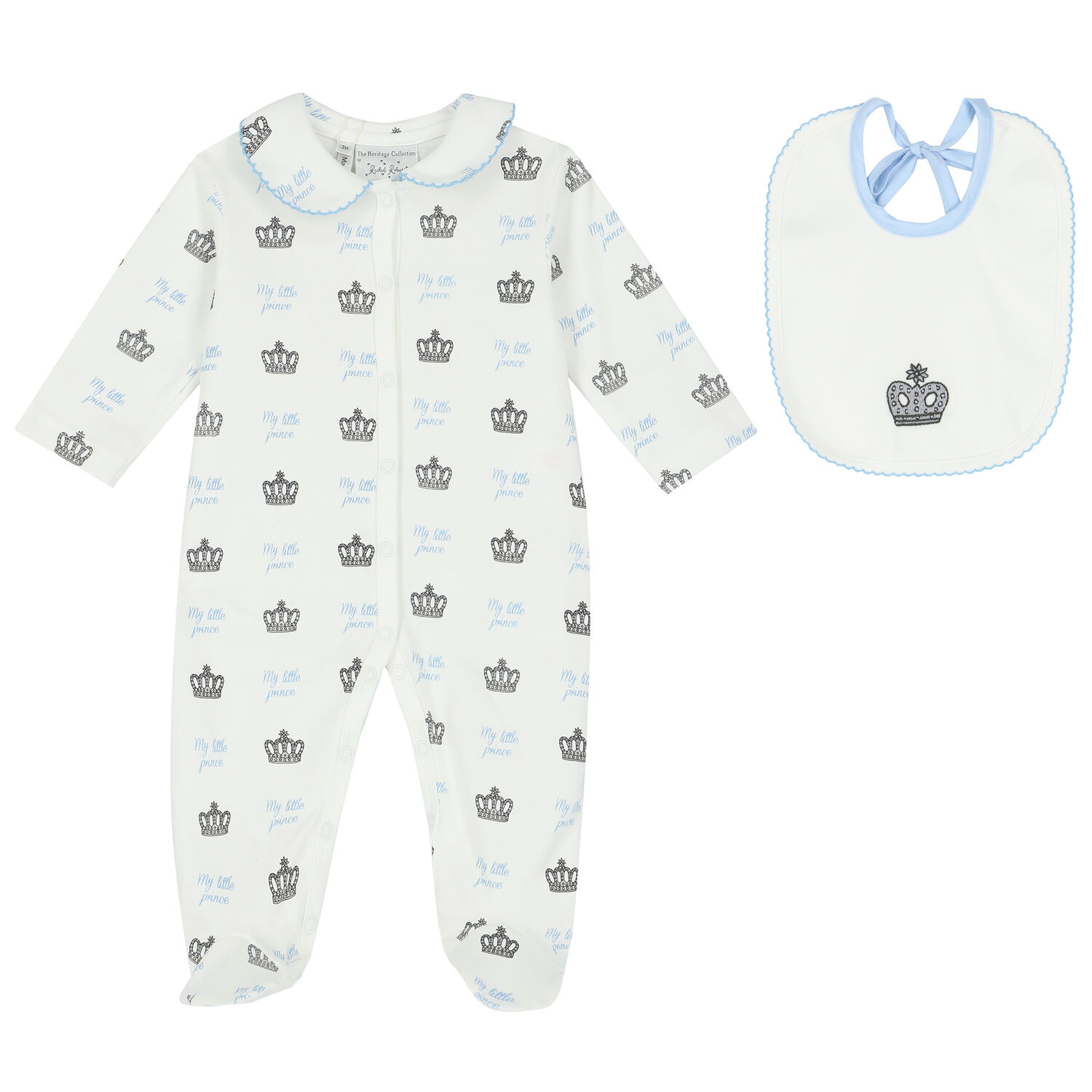 Baby Boys Ivory & Blue Babygrow Set, 1, hi-res