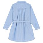 Girls Blue Striped Shirt Dress, 2, hi-res