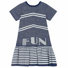 Girls Blue & Silver Knitted Dress, 1, hi-res