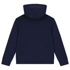 Boys Navy Blue Logo Hooded Top, 1, hi-res