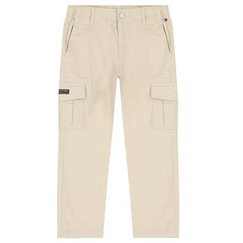Boys Beige Logo Trousers