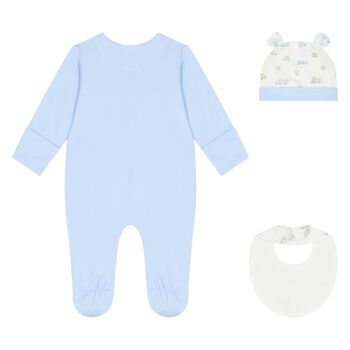 Baby Boys Blue & White Babygrow Gift Set (3 Piece)