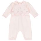 Baby Girls Pink Embroidered Romper Set, 1, hi-res