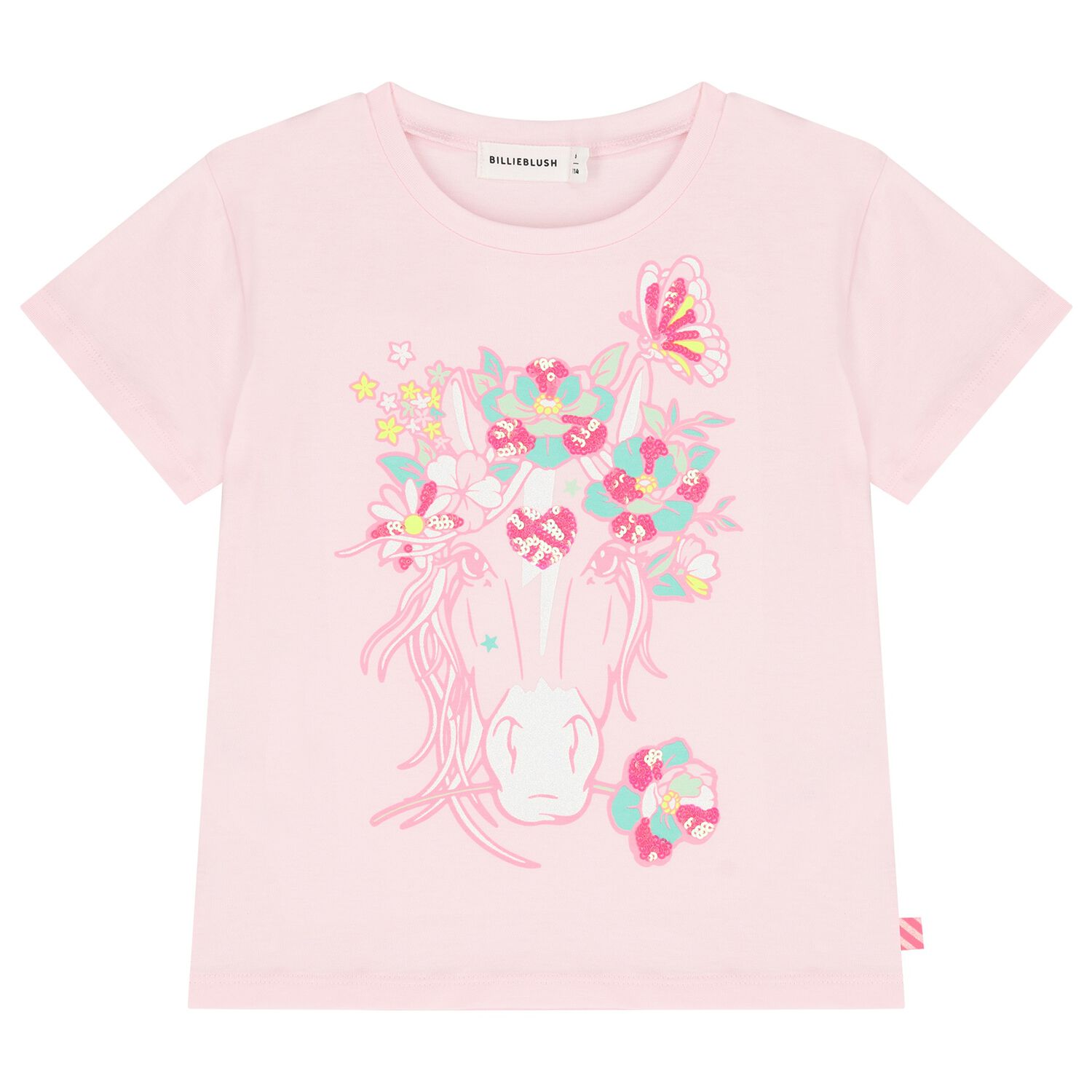 Girls Pink Horse Sequin T-Shirt, 1, hi-res