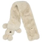 Girls Beige Faux Fur Ted Scarf , 1, hi-res