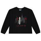 Girls Black Long Sleeve Top, 1, hi-res