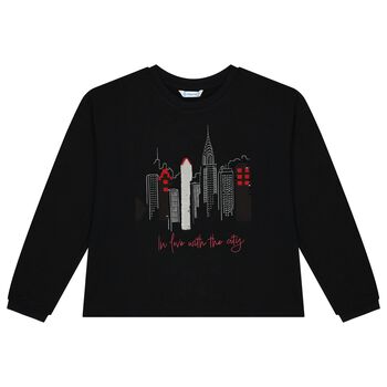 Girls Black Long Sleeve Top