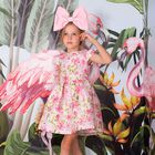 Girls Pink Floral Printed Dress, 1, hi-res
