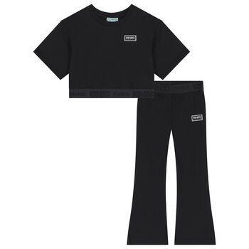 Girls Black Logo Leggings Set