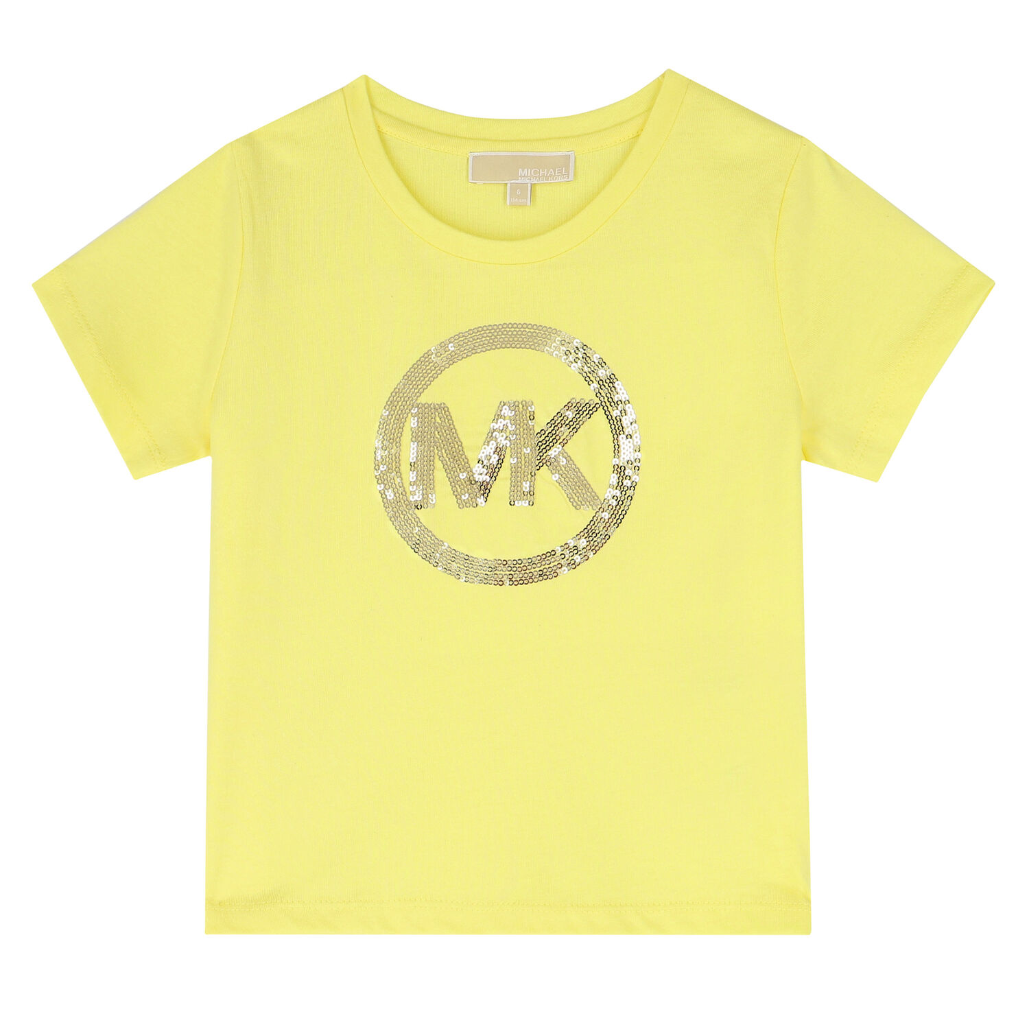 Girls Yellow Embellished Logo T-Shirt, 3, hi-res