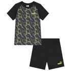 Boys Black Logo Shorts Set, 1, hi-res