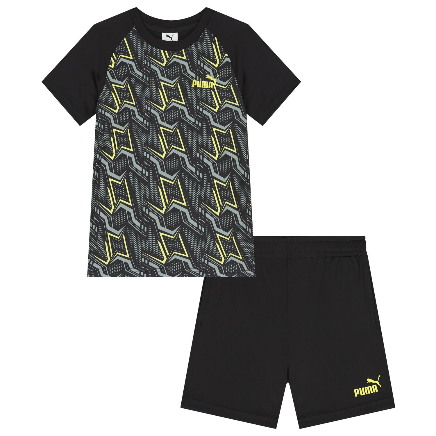 Boys Black Logo Shorts Set, 1, hi-res