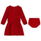 Baby Girls Red Polo Bear Dress Set, 1, hi-res