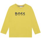 Boys Yellow Logo Long Sleeve Top, 2, hi-res