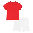 Younger Red & White Teddy Bear Logo Shorts Set, 6, hi-res